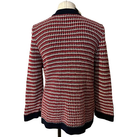 Talbots Women's Cardigan Jacket Sweater 1X Red Cream Navy Blue NWT NEW - Picture 3 of 10